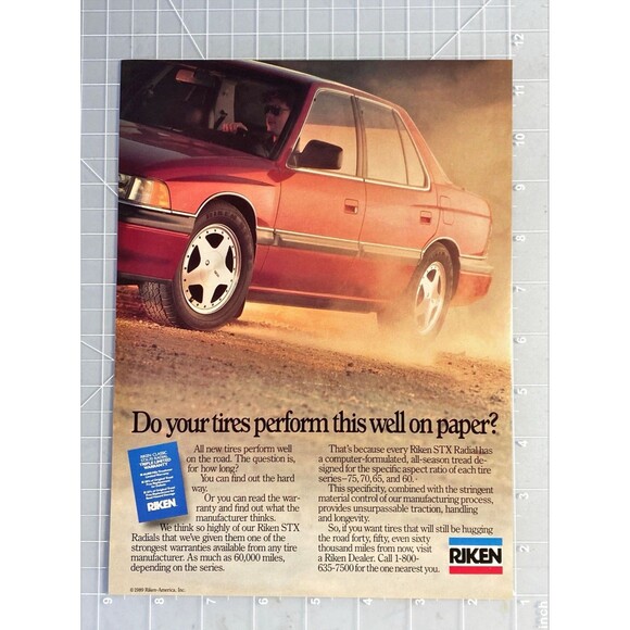 Riken STX Radial Tires "Computer formulated Tread Design" Vintage Print Ad 1989 - Picture 2 of 3